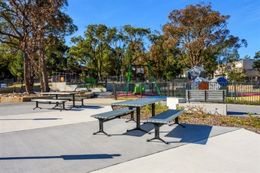 picnic tables and playground
